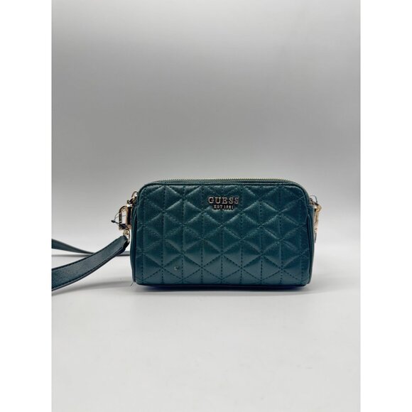 GUESS Kori quilted faux-leather double zip small crossbody bag -Forest Green (U) - Picture 2 of 7
